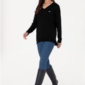 Black V-Neck Women's Top